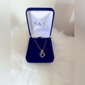 Kay Jewelers yellow 10k gold open heart angel necklace